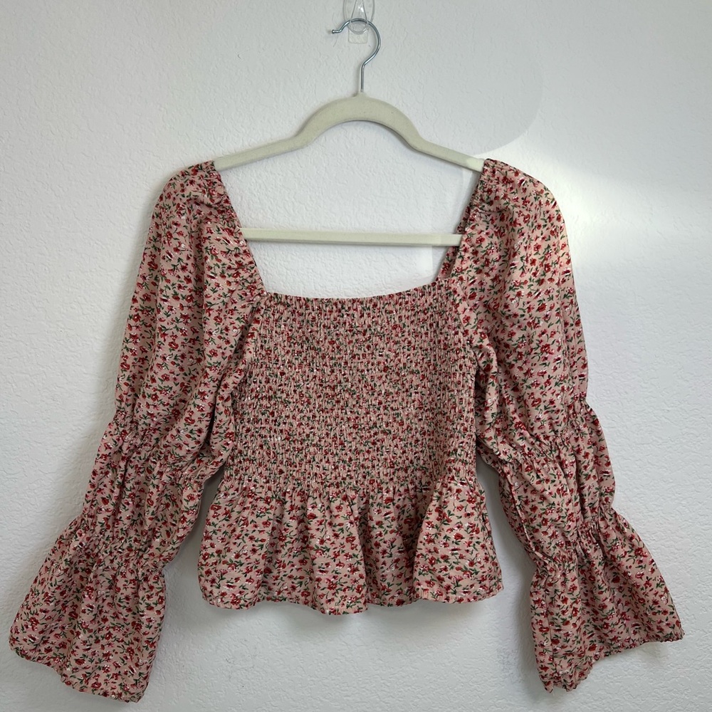 Chic Floral Blouse - Pink Size Large